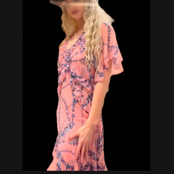 Floral Pink Ruffle Dress - Picture 3 of 6